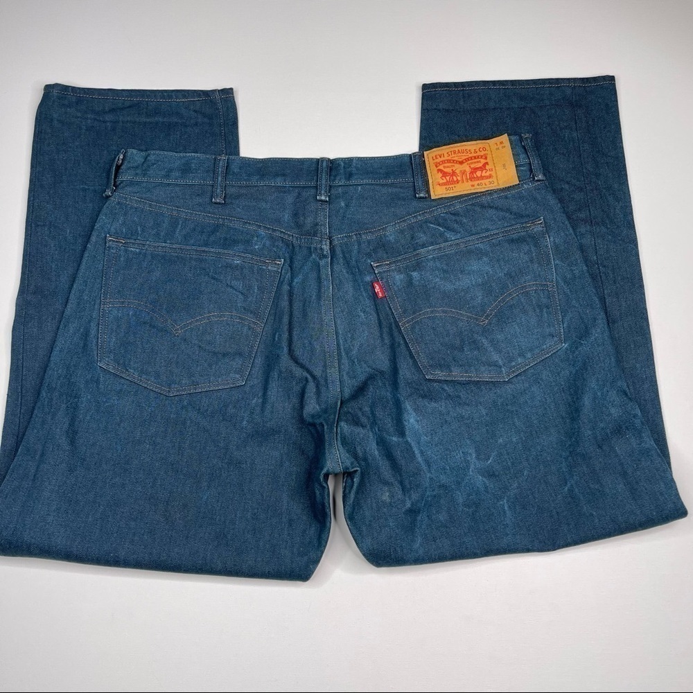 Levi’s Jeans Denim 501 Button Fly White Oak Cone Denim High Waist Straight Blue